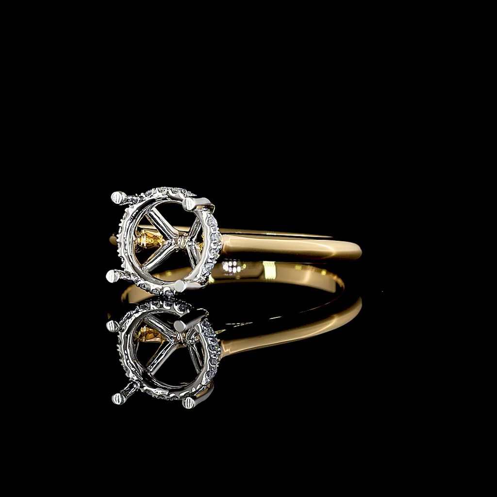 0.08 Cts 18k Yellow Gold - Platinum Shape Hidden Halo Ring - Image 2