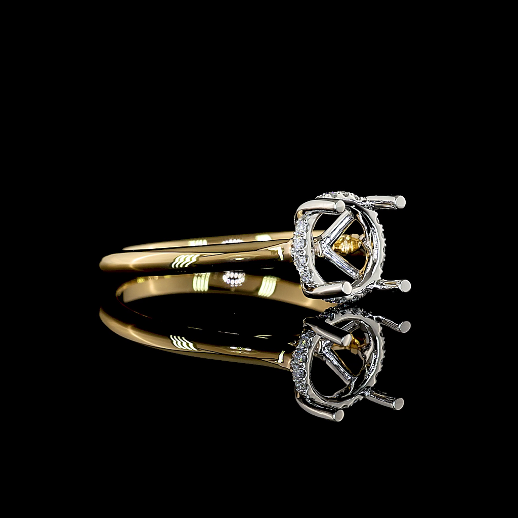 0.08 Cts 18k Yellow Gold - Platinum Shape Hidden Halo Ring - Image 3