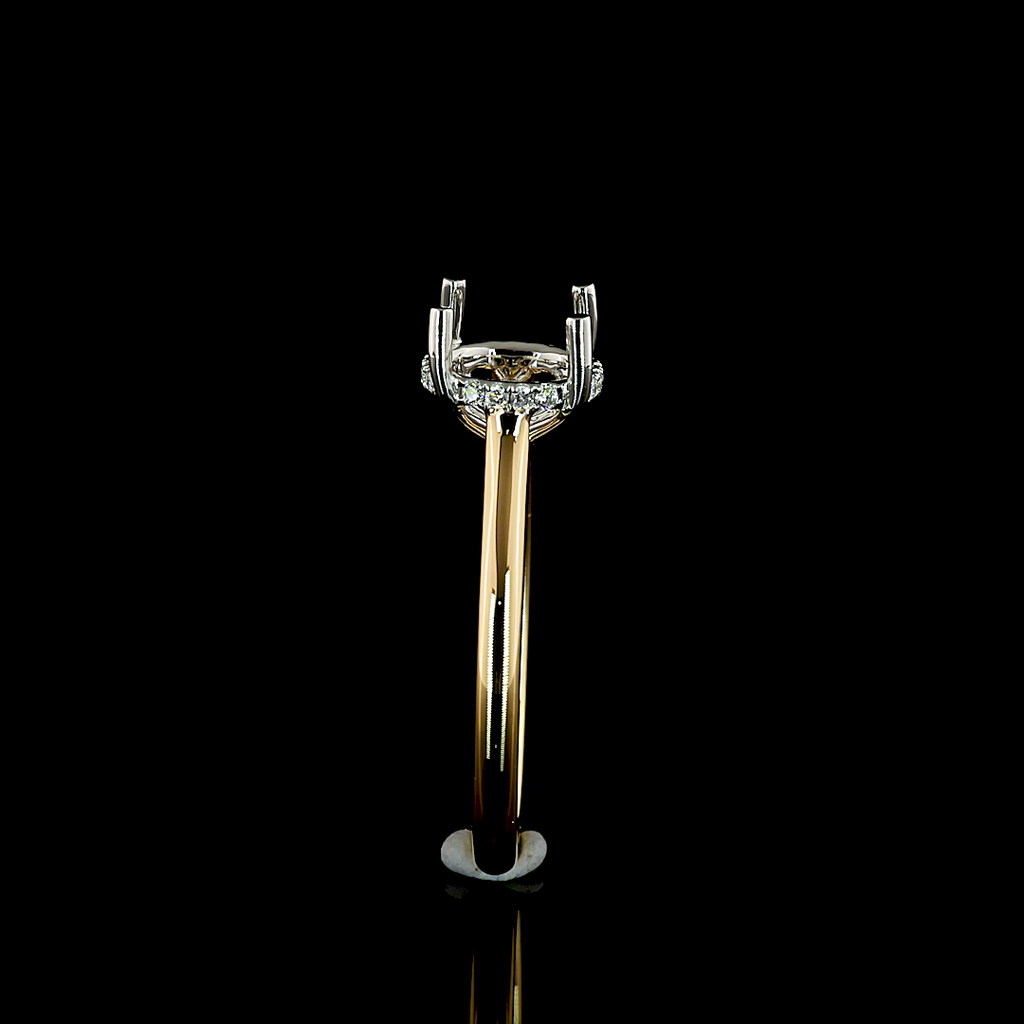0.08 Cts 18k Yellow Gold - Platinum Shape Hidden Halo Ring - Image 4