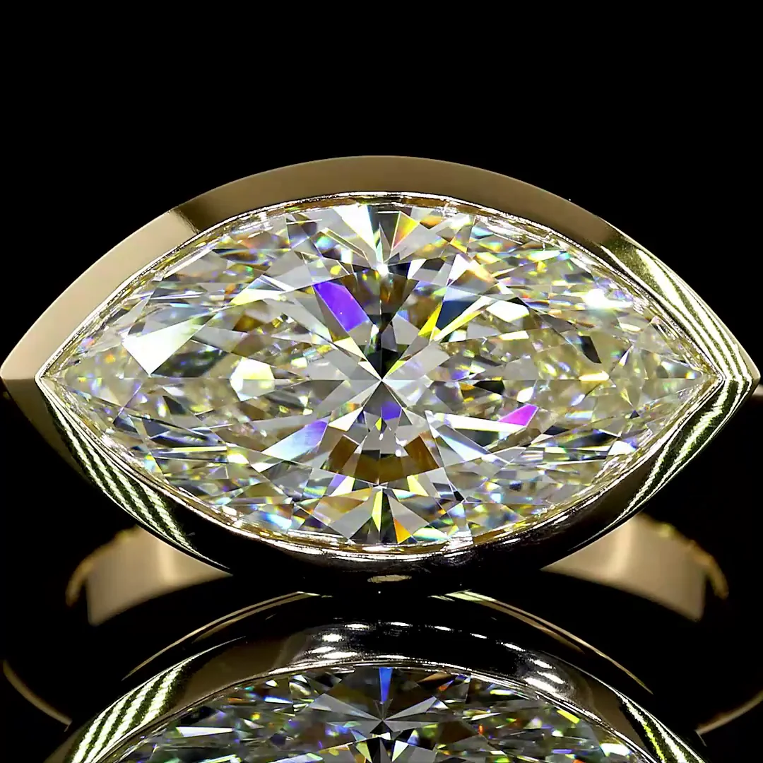 4.16 Cts 14k Yellow Gold Marquise Shape Solitaire Ring - Image 3