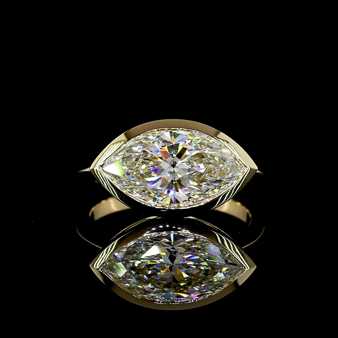 3.04 Cts 14k Yellow Gold Marquise Shape Solitaire Ring - Video