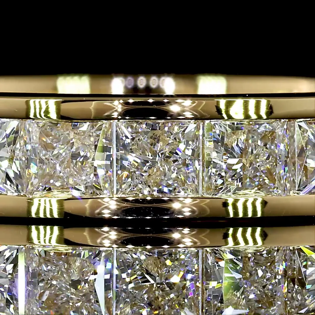 2.59 Cts 18k Yellow Gold Princess Shape 3/4 Band Eternity Band - Image 3