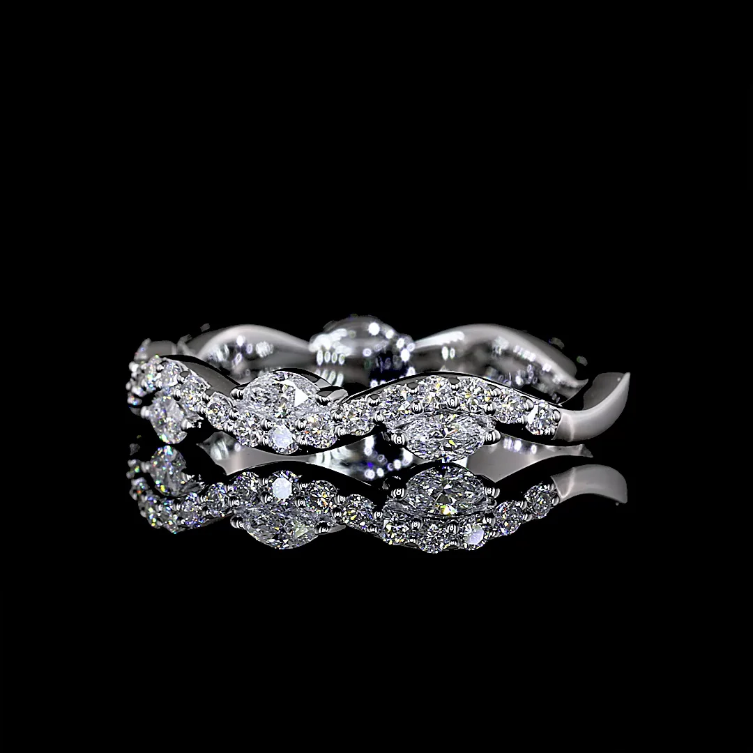 0.6 Cts 18k White Gold Mix Shape 3/4 Band Eternity Band - Image 2