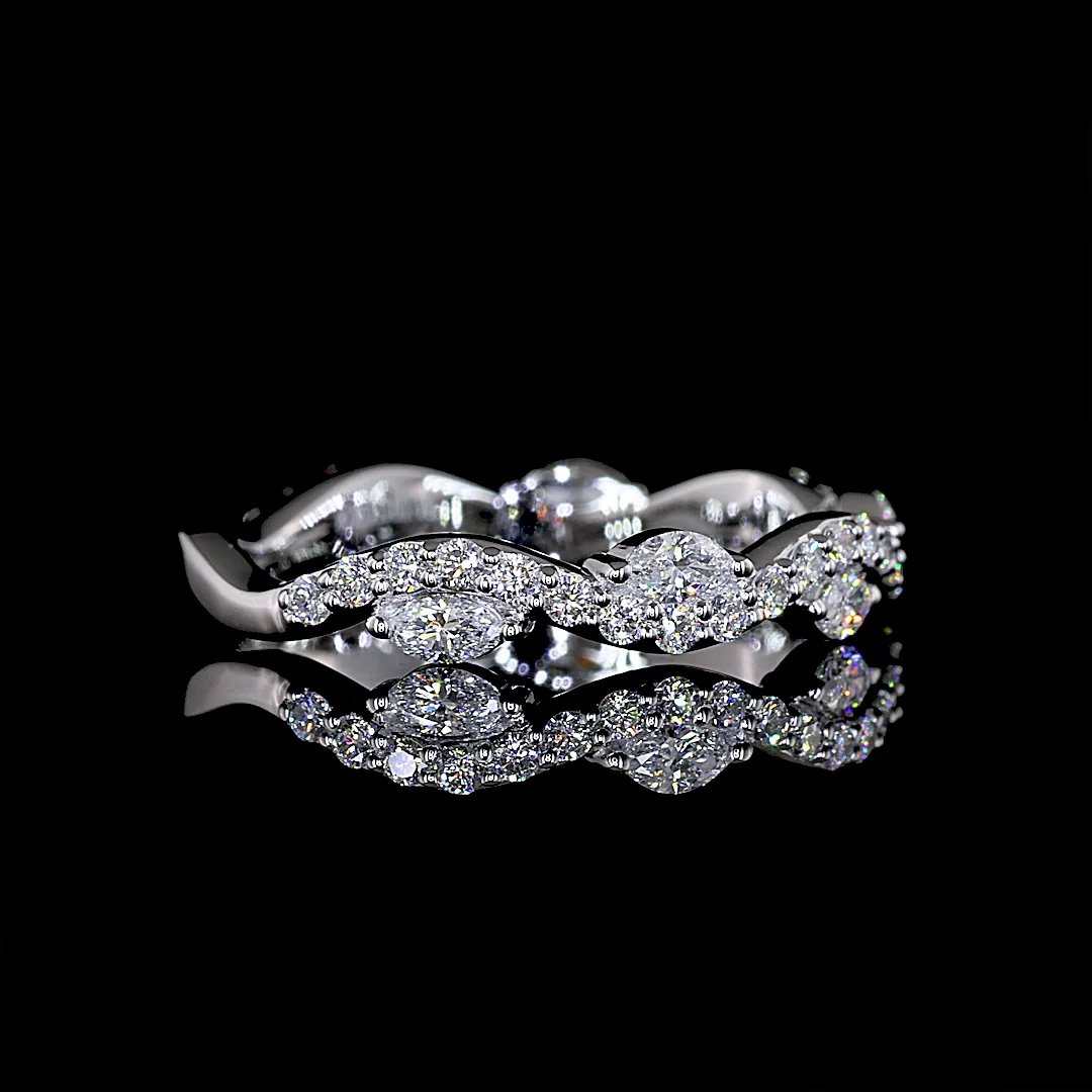 0.6 Cts 18k White Gold Mix Shape 3/4 Band Eternity Band - Image 3