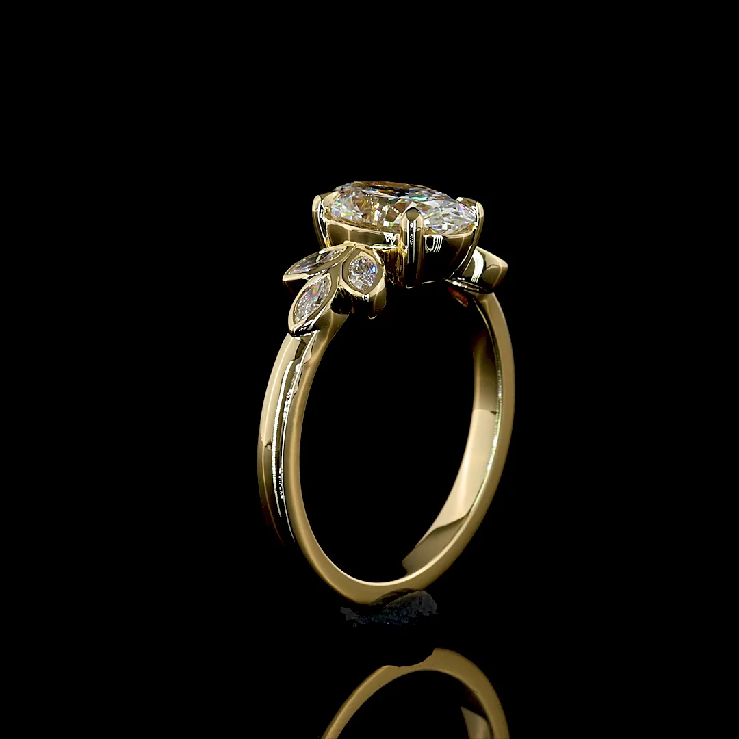 1.74 Cts 14k Yellow Gold Oval Shape Special Ring - Image 4