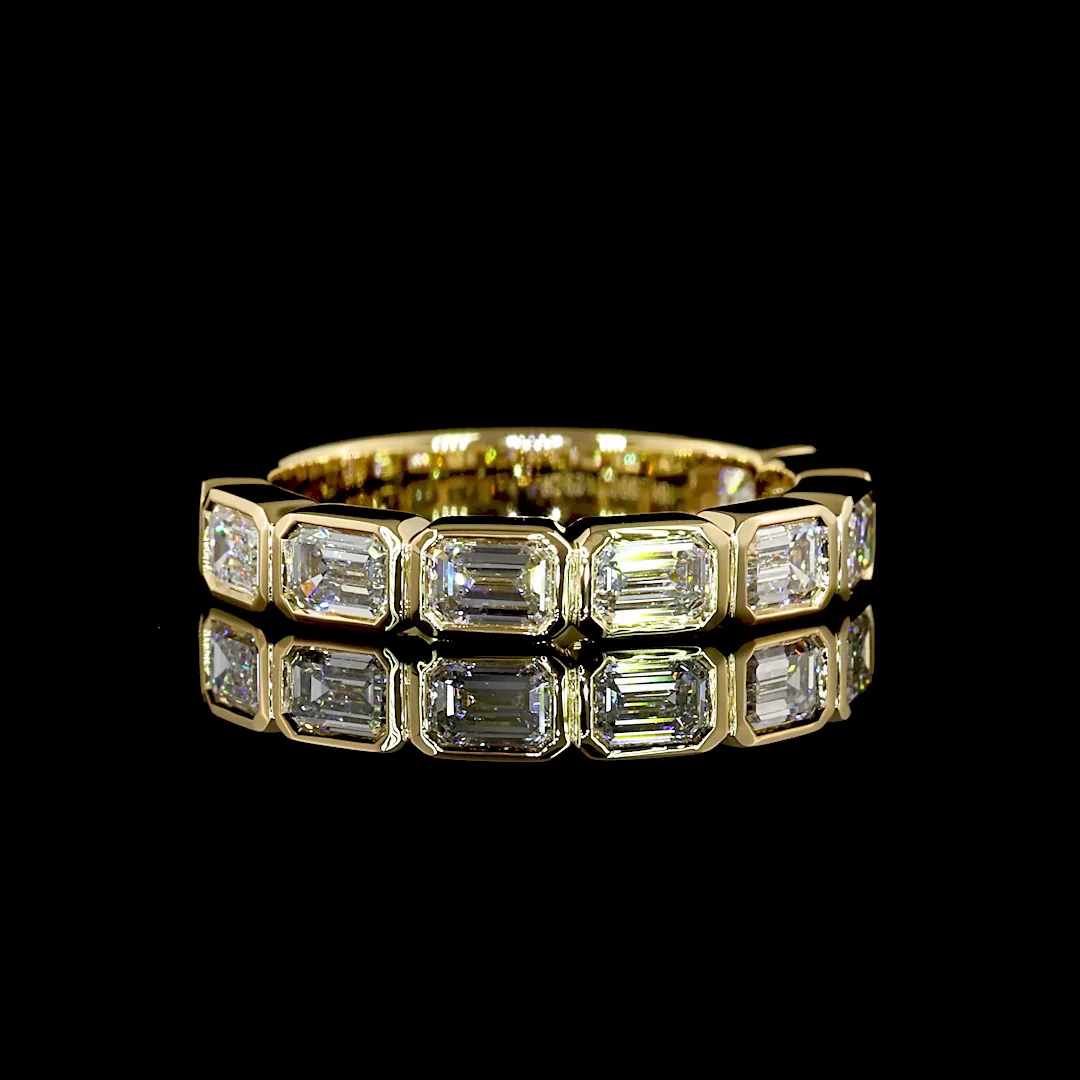 1.29 Cts 18k Yellow Gold Emerald Shape 3/4 Band Eternity Band - Video