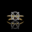 0.11 Cts 18k Yellow Gold - Platinum Round Shape Hidden Halo Ring - Video