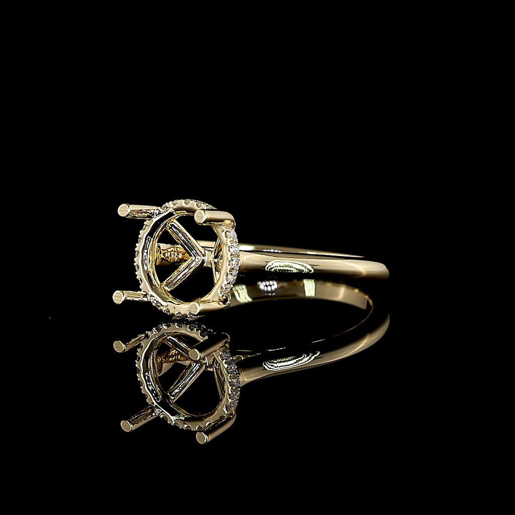 0.1 Cts 14k Yellow Gold Round Shape Hidden Halo Ring - Image 2
