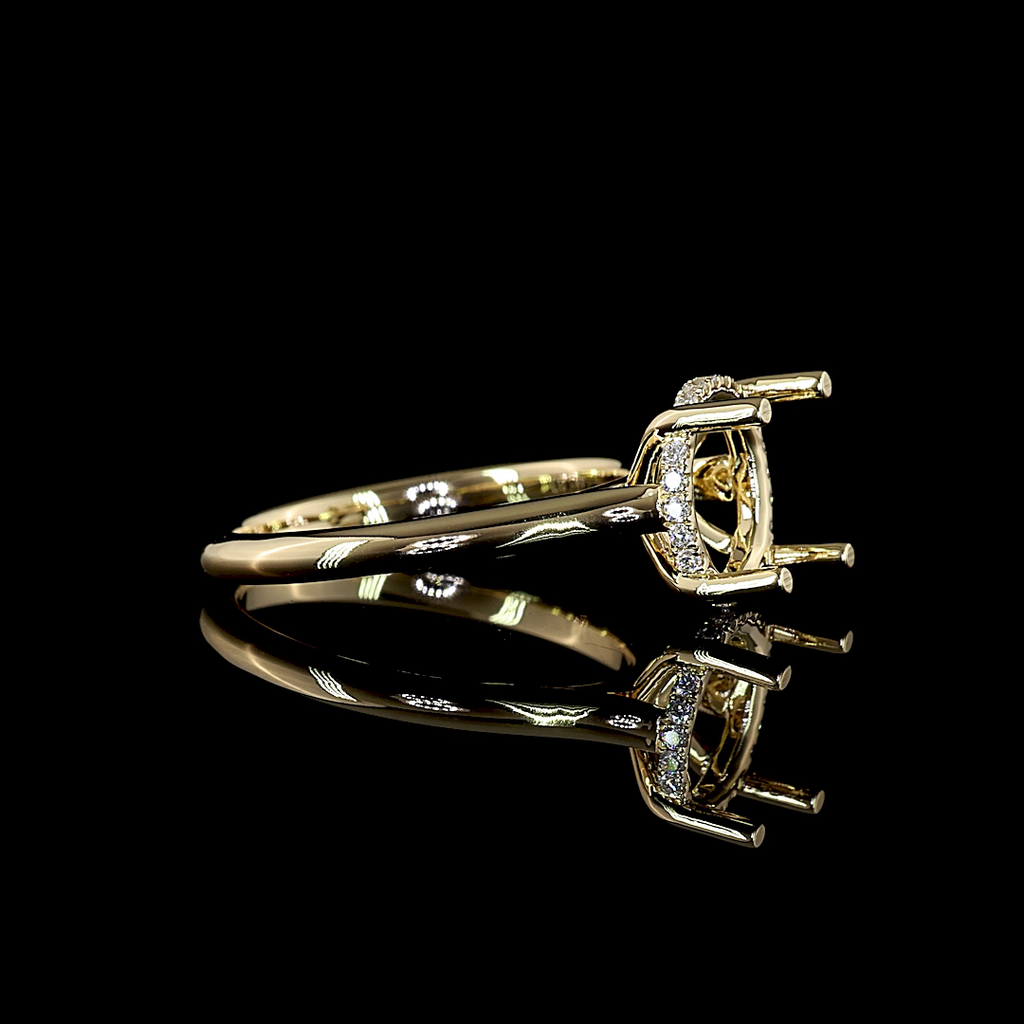 0.1 Cts 14k Yellow Gold Round Shape Hidden Halo Ring - Image 3