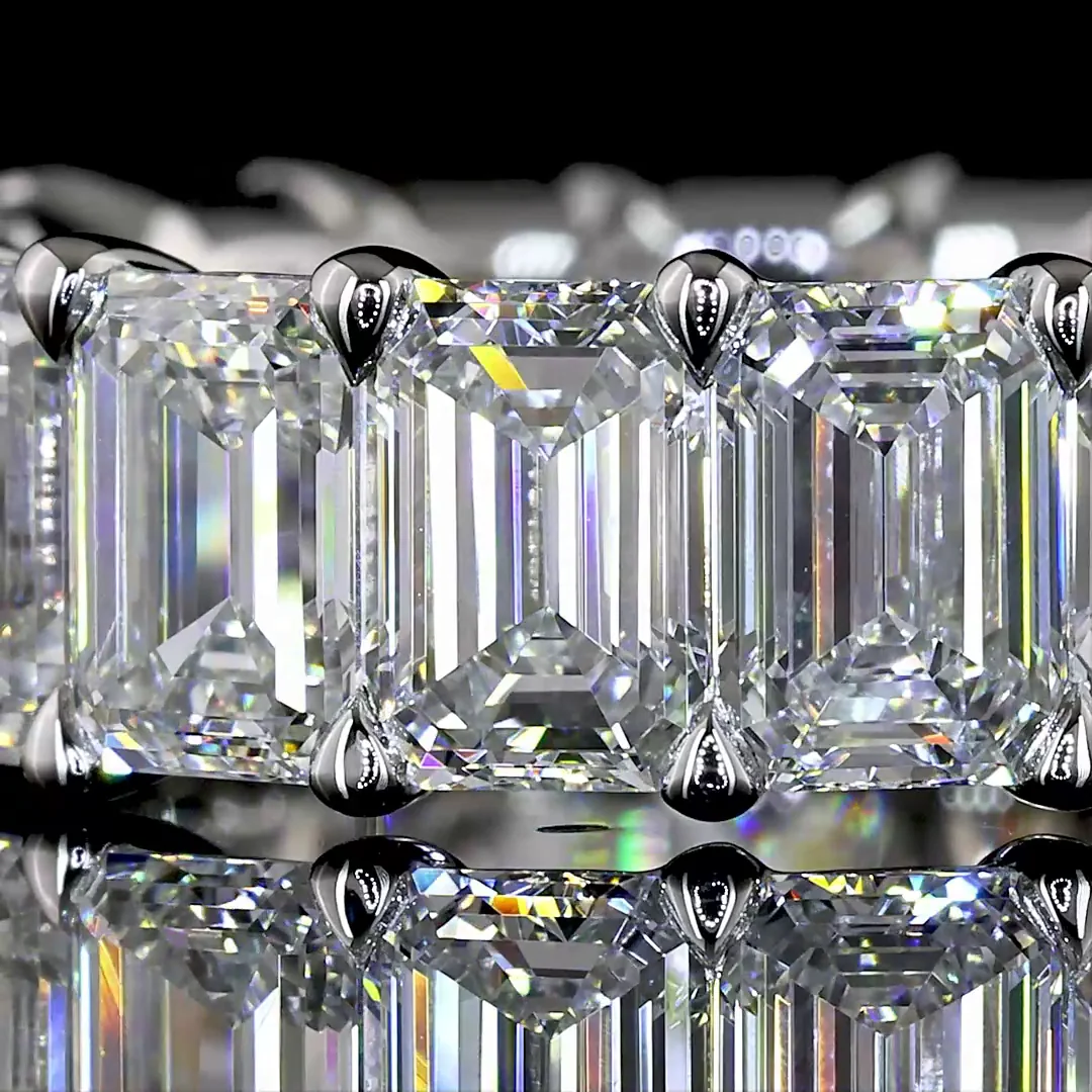 8.08 Cts Platinum Emerald Shape Eternity Band Eternity Band - Image 3