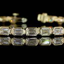 7.24 Cts 14k Yellow Gold Emerald Shape Tennis Bracelet - Image 3