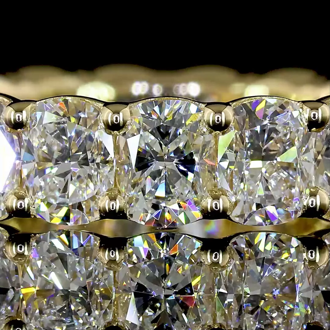 3.93 Cts 14k Yellow Gold Cushion Brilliant Shape Eternity Band Eternity Band - Image 3