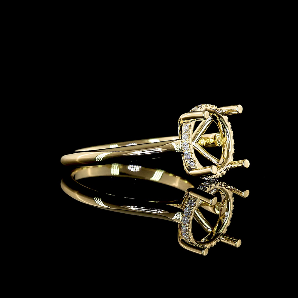 0.11 Cts 14k Yellow Gold Round Shape Hidden Halo Ring - Image 3