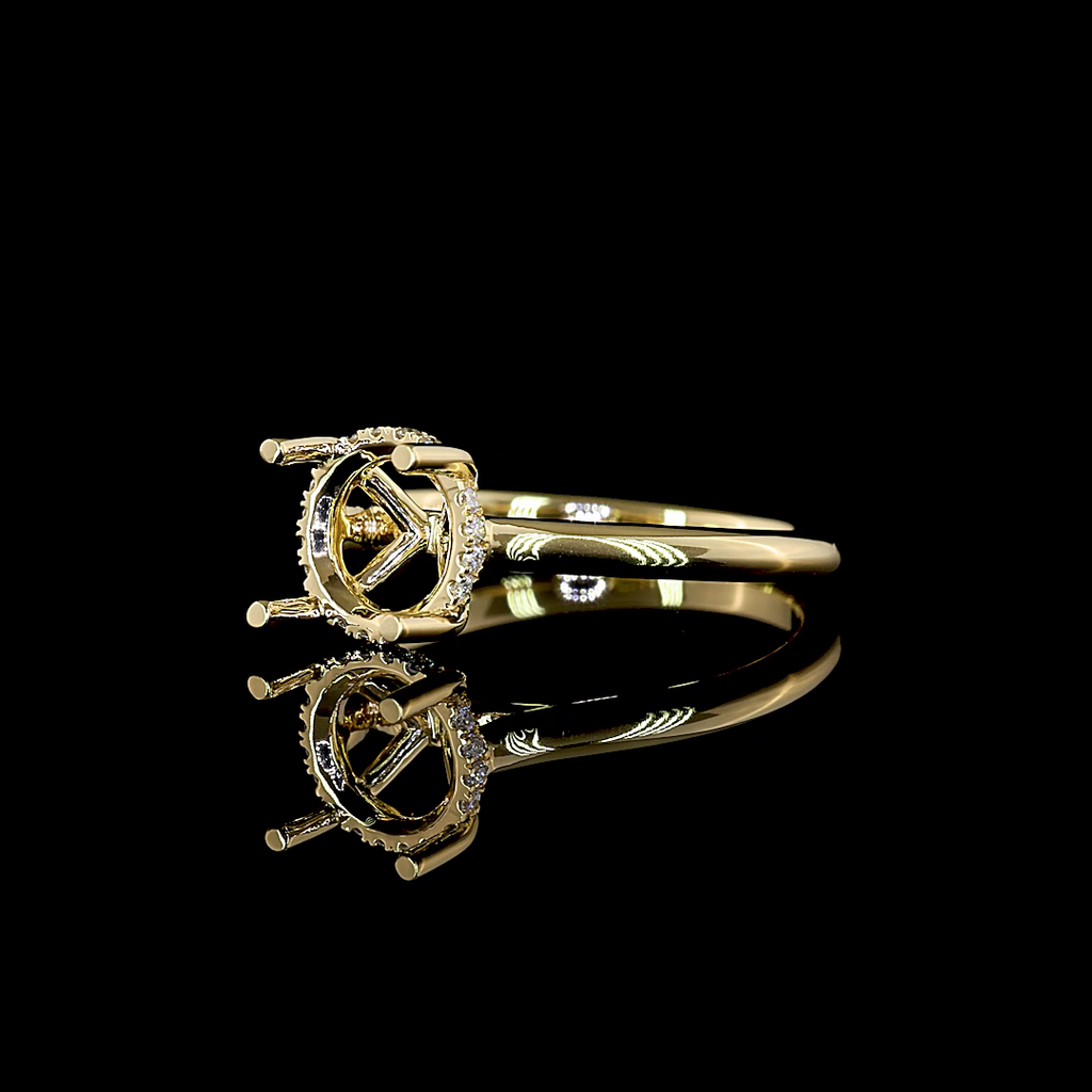 0.08 Cts 14k Yellow Gold Round Shape Hidden Halo Ring - Image 2
