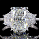 4.21 Cts 14k White Gold Radiant Shape 3 Stones Ring - Image 3
