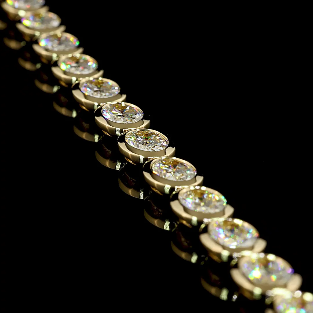 15.51 Cts 14k Yellow Gold Oval Shape Tennis Bracelet - Image 2