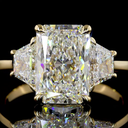 4.15 Cts 14k Yellow Gold Radiant Shape 3 Stones Ring - Image 3