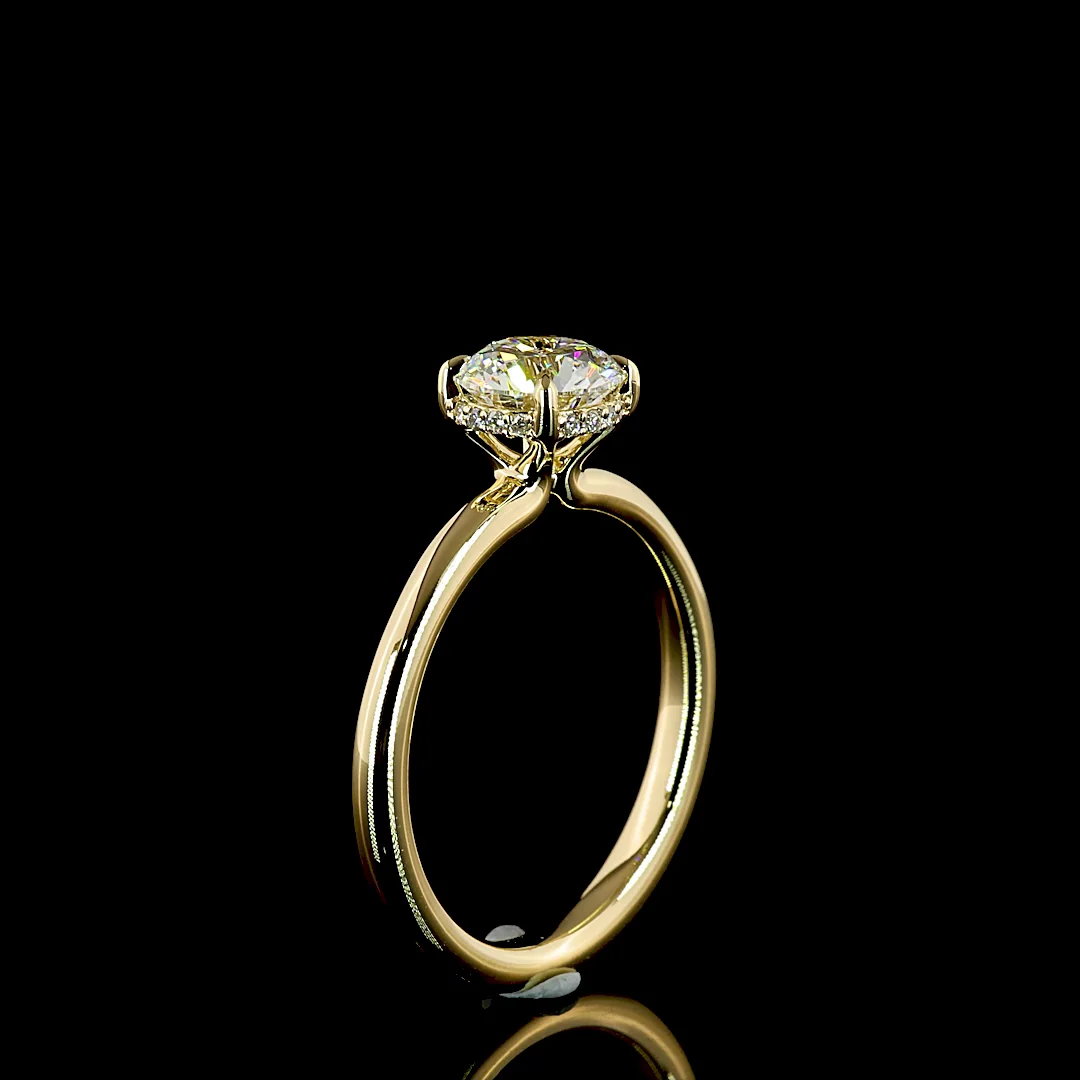 1.13 Cts 14k Yellow Gold Round Shape Hidden Halo Ring - Image 4