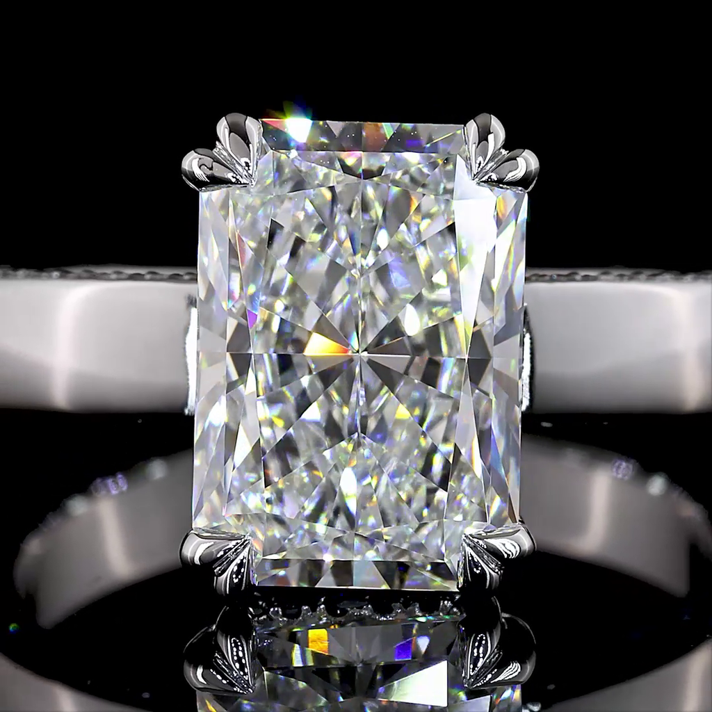 3.94 Cts 14k White Gold Radiant Shape Split Shank Ring - Image 3