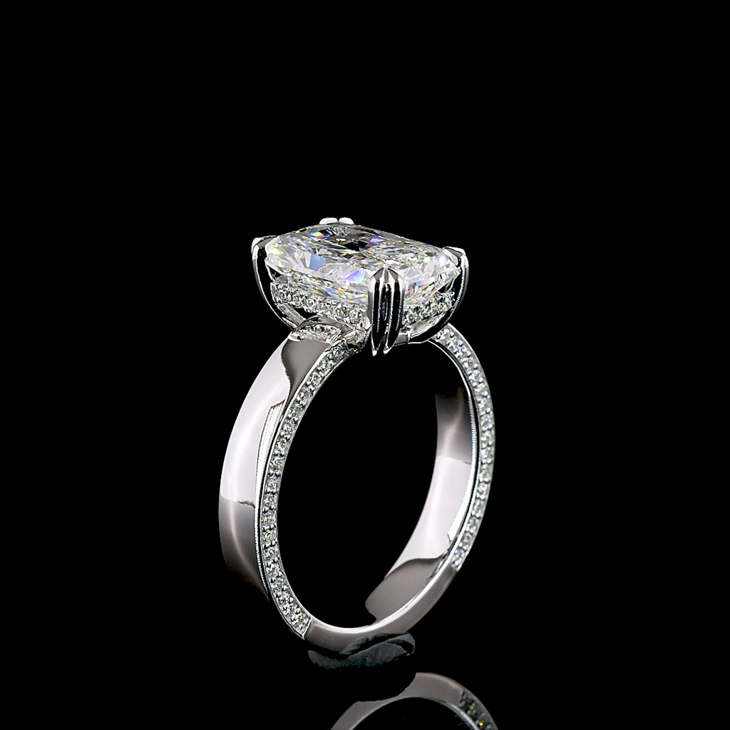 3.94 Cts 14k White Gold Radiant Shape Split Shank Ring - Image 4