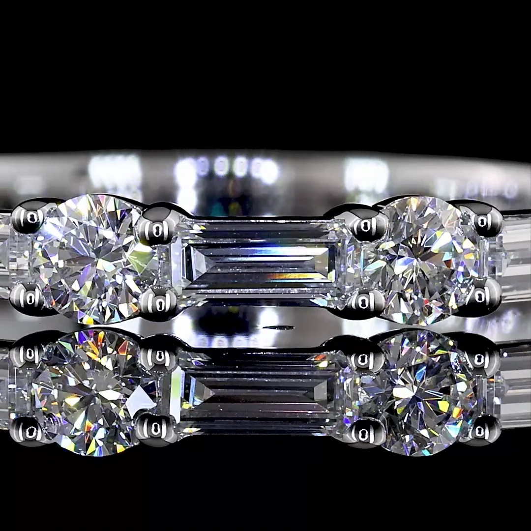 0.78 Cts 14k White Gold Baguette Shape Half Eternity Eternity Band - Image 3