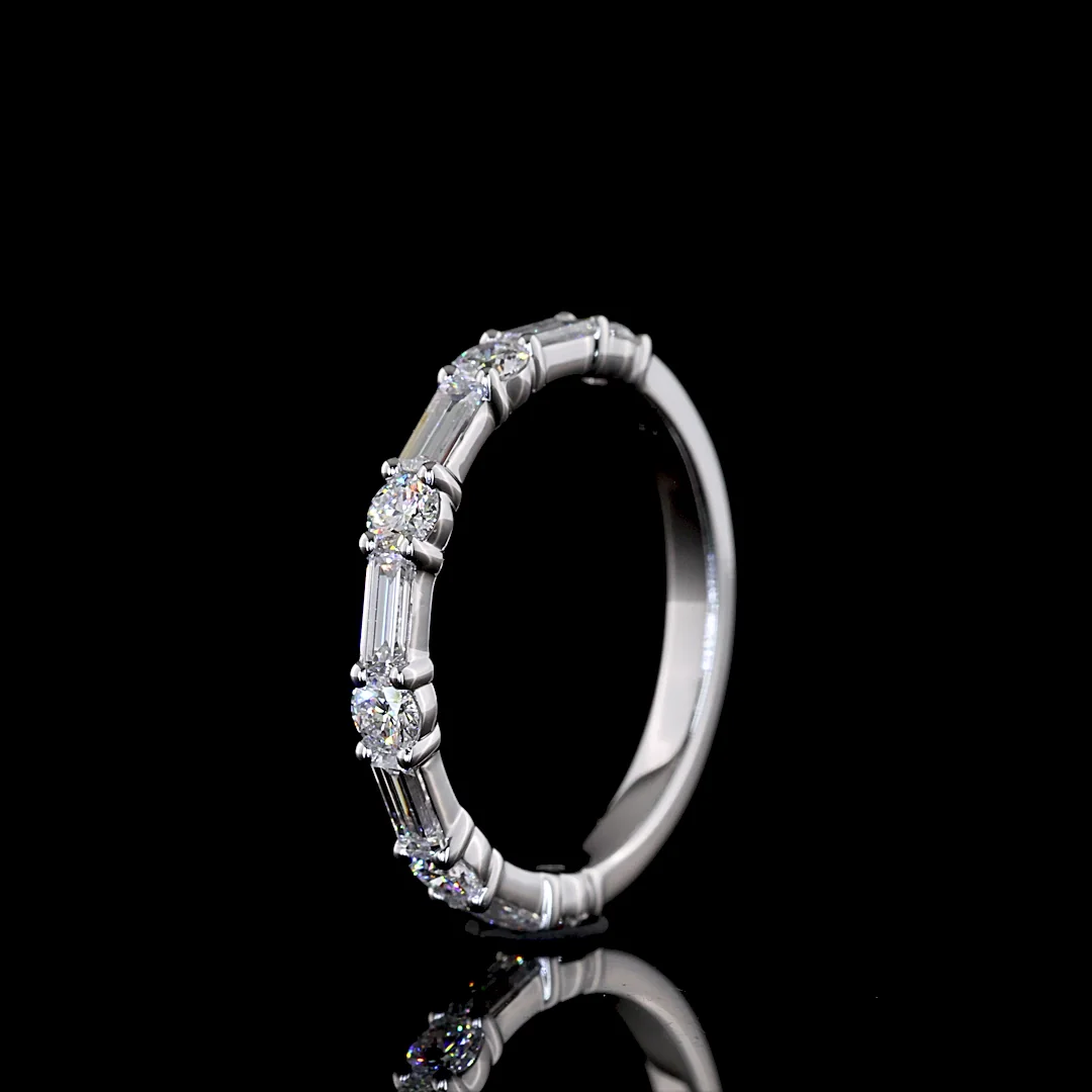 0.78 Cts 14k White Gold Baguette Shape Half Eternity Eternity Band - Image 4