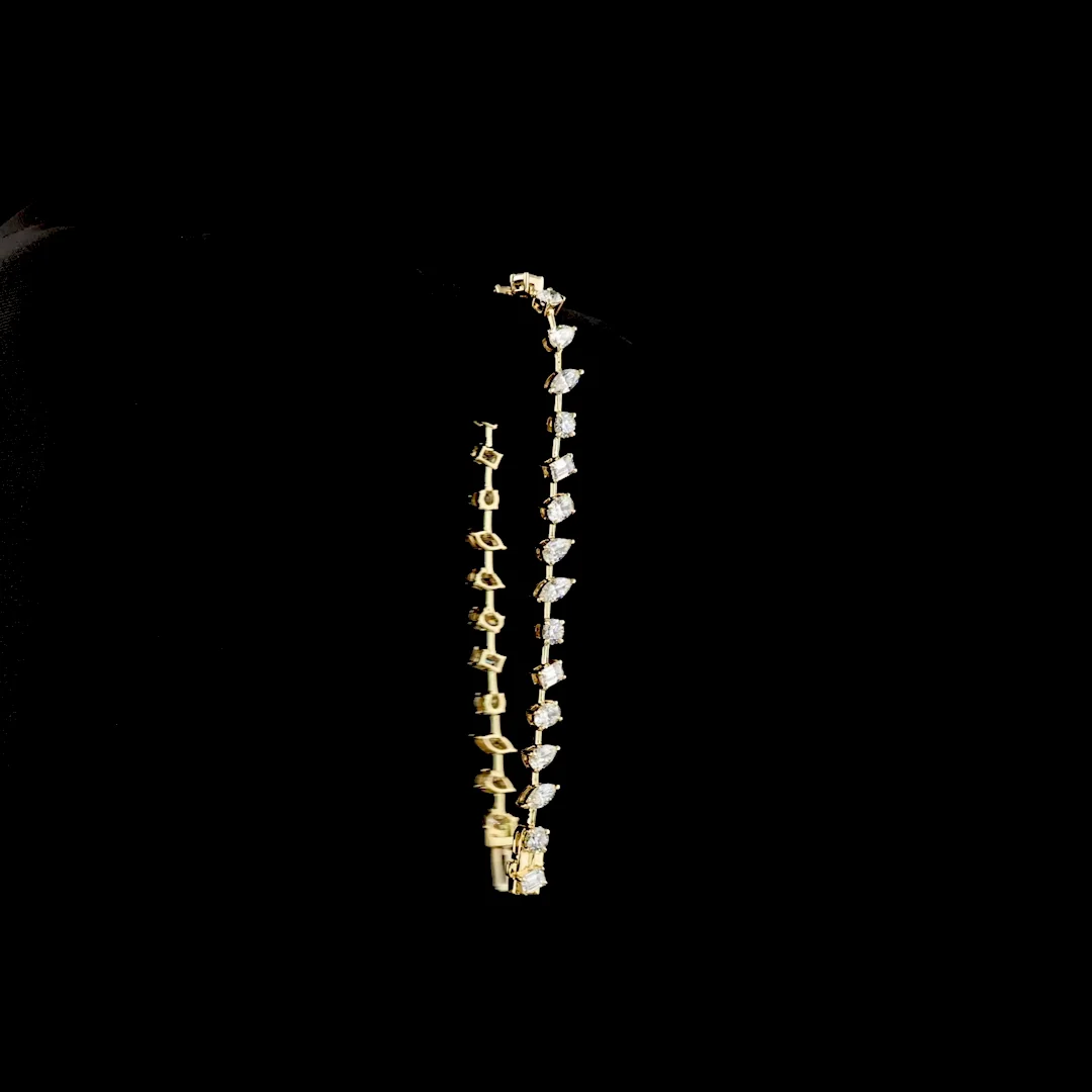 6.15 Cts 14k White Gold Mix Shape Station Bracelet - Image 3