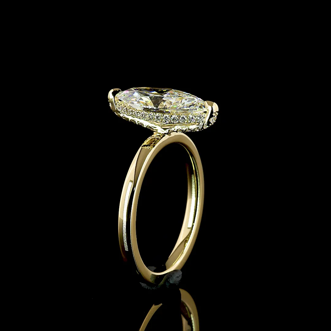 2.72 Cts 14k Yellow Gold Marquise Shape Hidden Halo Ring - Image 4