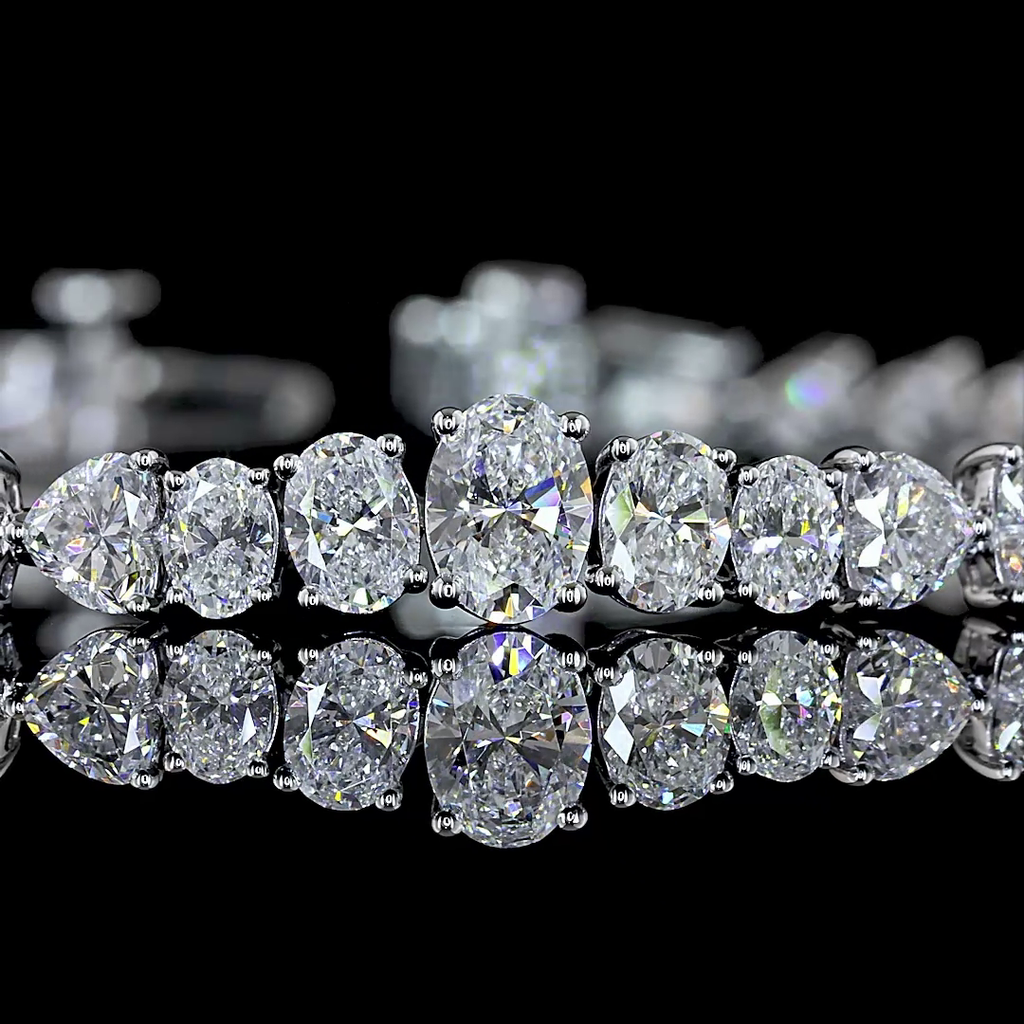 6.96 Cts 14k White Gold Mix Shape Tennis Bracelet - Image 2