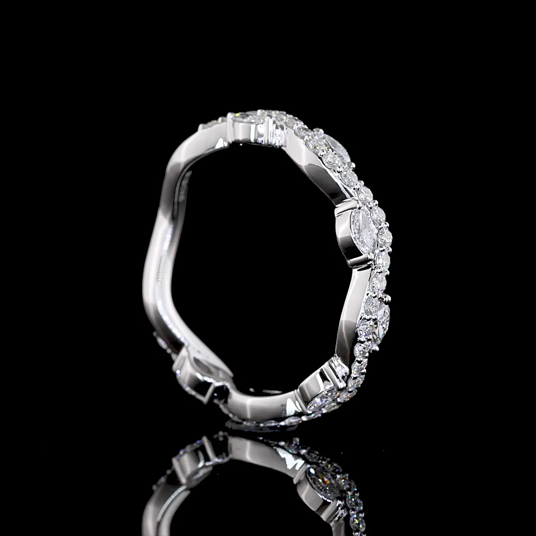 0.63 Cts 18k White Gold Marquise Shape 3/4 Band Eternity Band - Image 2