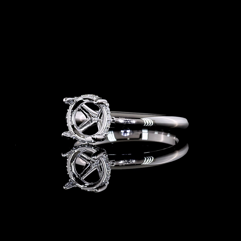 0.07 Cts 14k White Gold Round Shape Hidden Halo Ring - Image 2