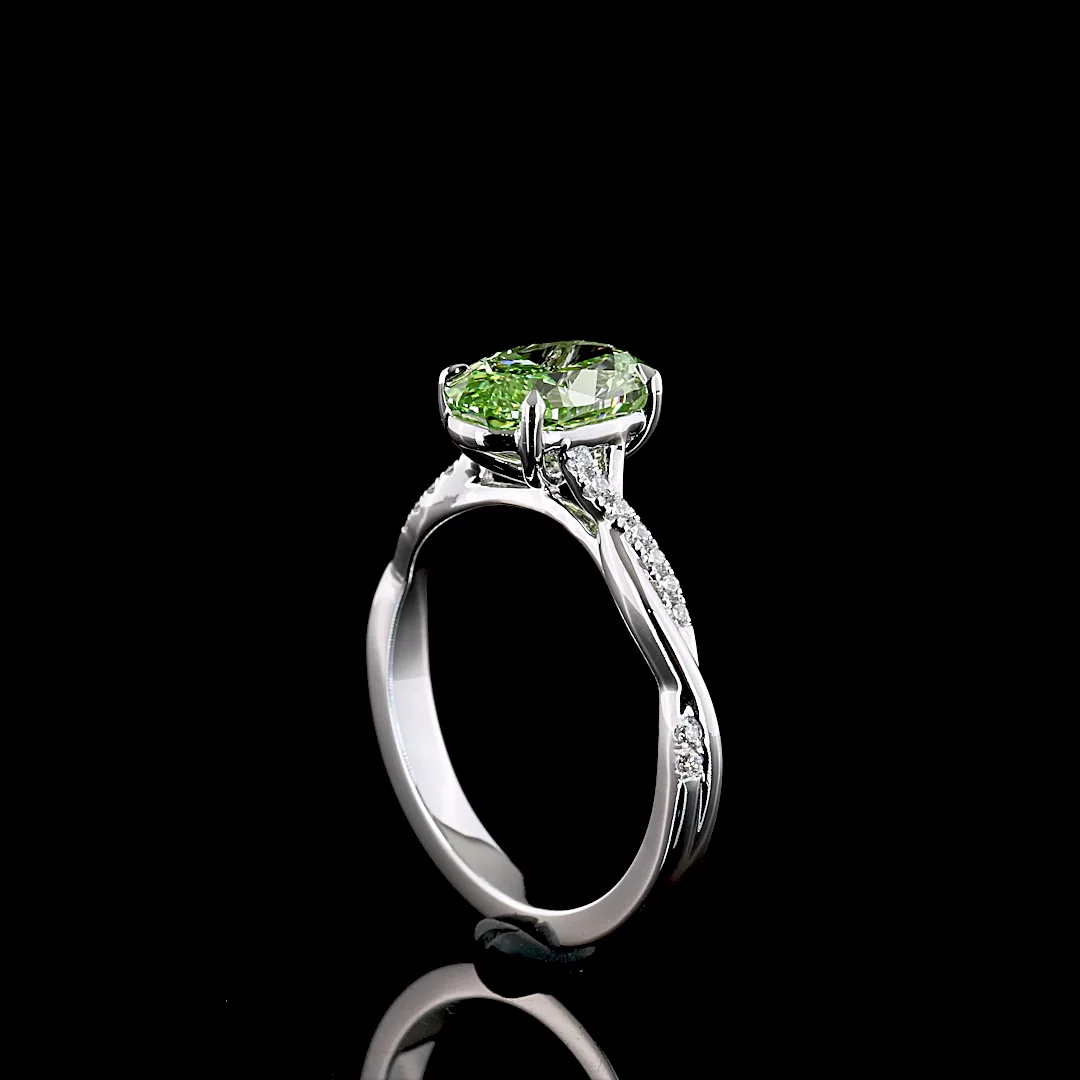 2.17 Cts 14k White Gold Oval Shape Solitaire Diamond Shank Ring - Image 2