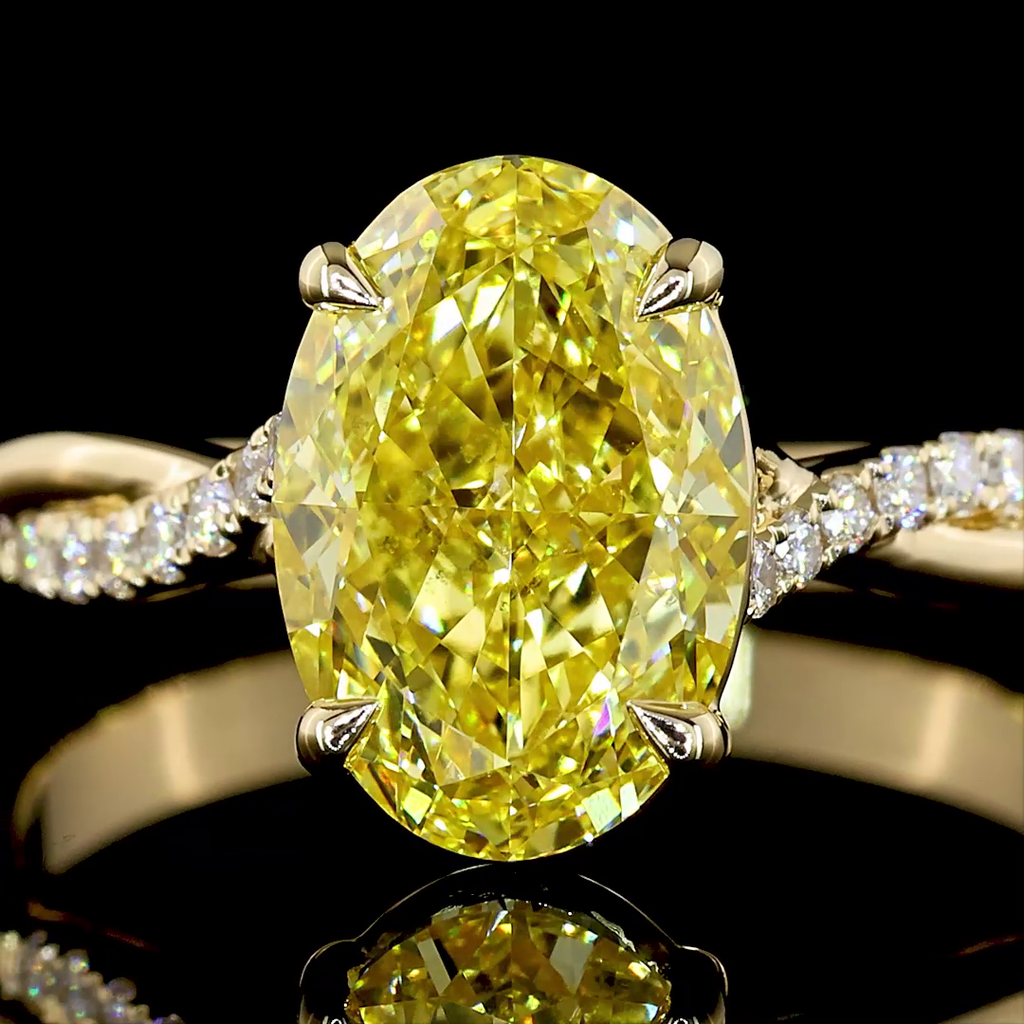 2.47 Cts 14k Yellow Gold Oval Shape Solitaire Diamond Shank Ring - Image 3