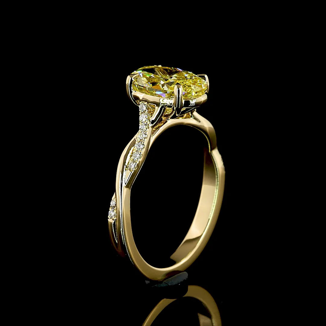 2.47 Cts 14k Yellow Gold Oval Shape Solitaire Diamond Shank Ring - Image 4