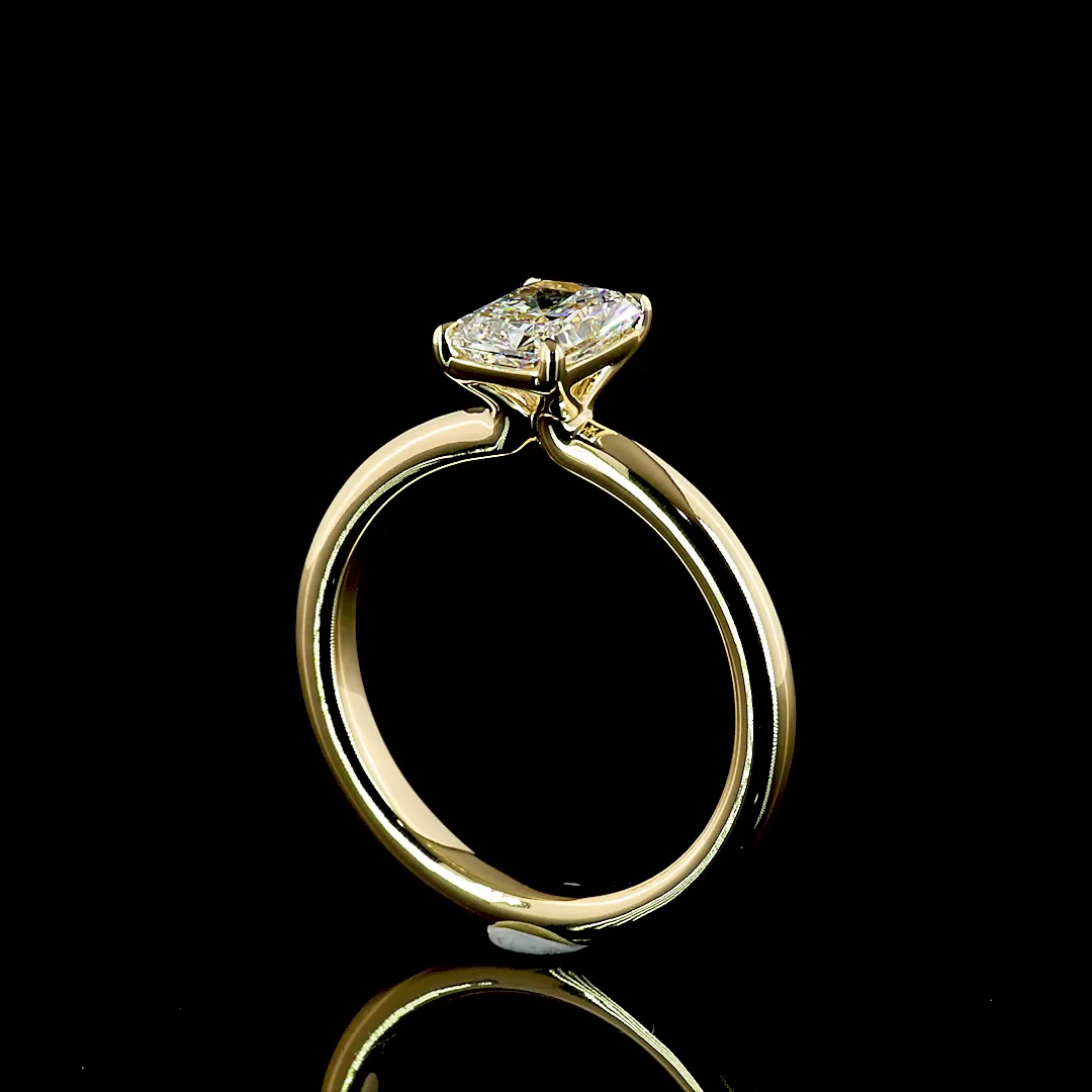 1.04 Cts 14k Yellow Gold Radiant Shape Solitaire Ring - Image 2