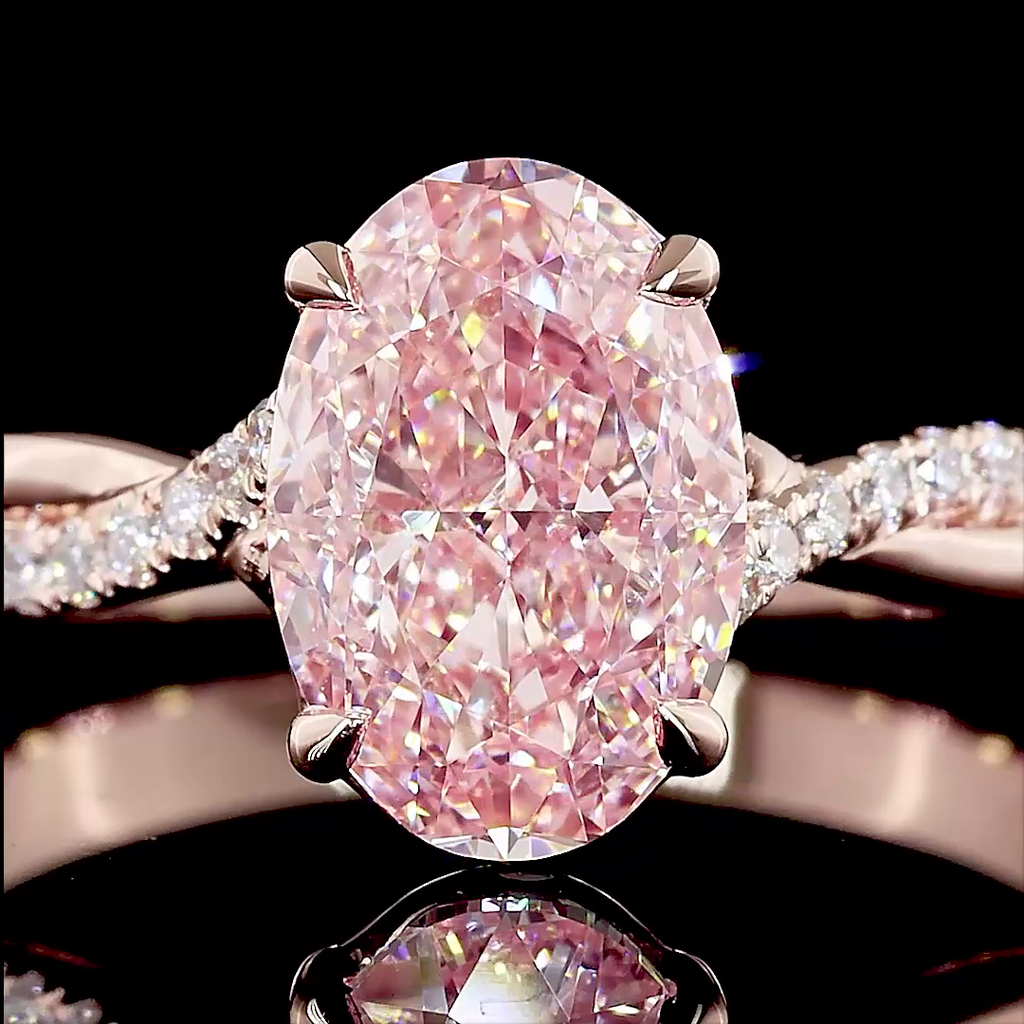 2.16 Cts 14k Rose Gold Oval Shape Solitaire Diamond Shank Ring - Image 3