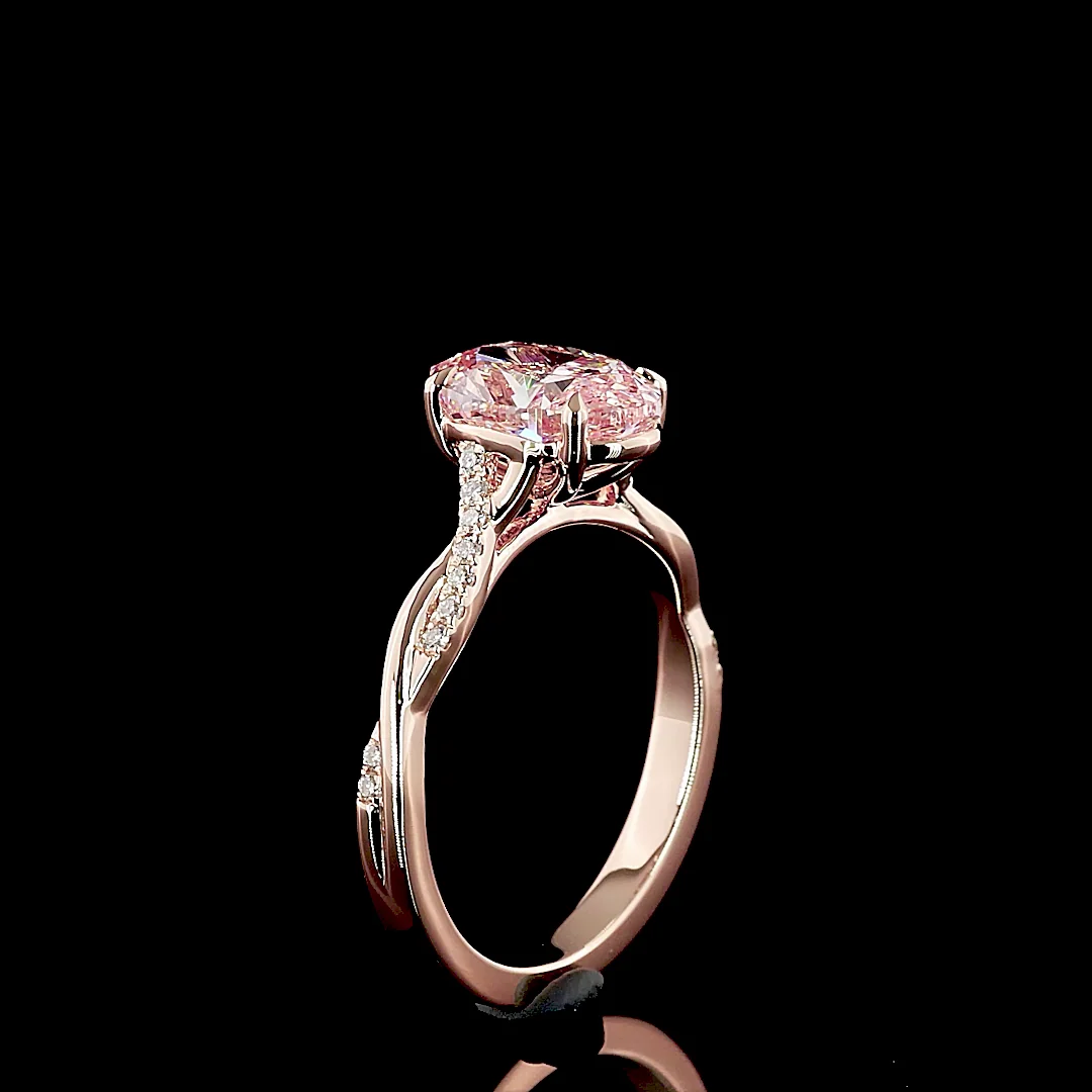 2.16 Cts 14k Rose Gold Oval Shape Solitaire Diamond Shank Ring - Image 4