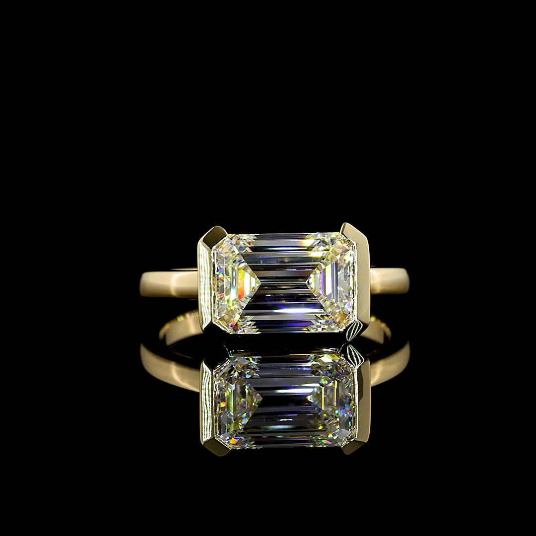 3.01 Cts 14k White Gold Emerald Shape Solitaire Ring - Video