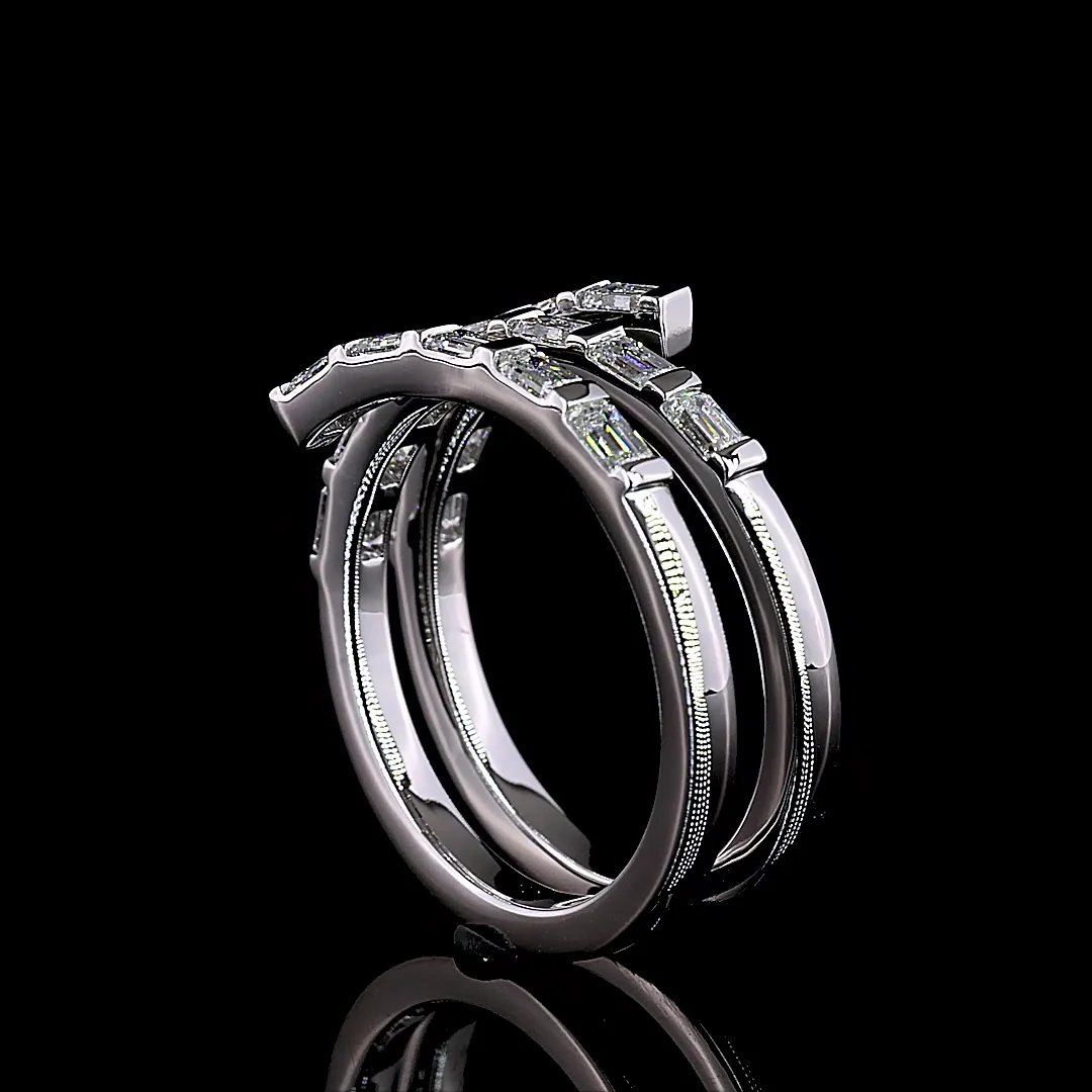 1 Cts 14k White Gold Emerald Shape Special Eternity Band - Image 2