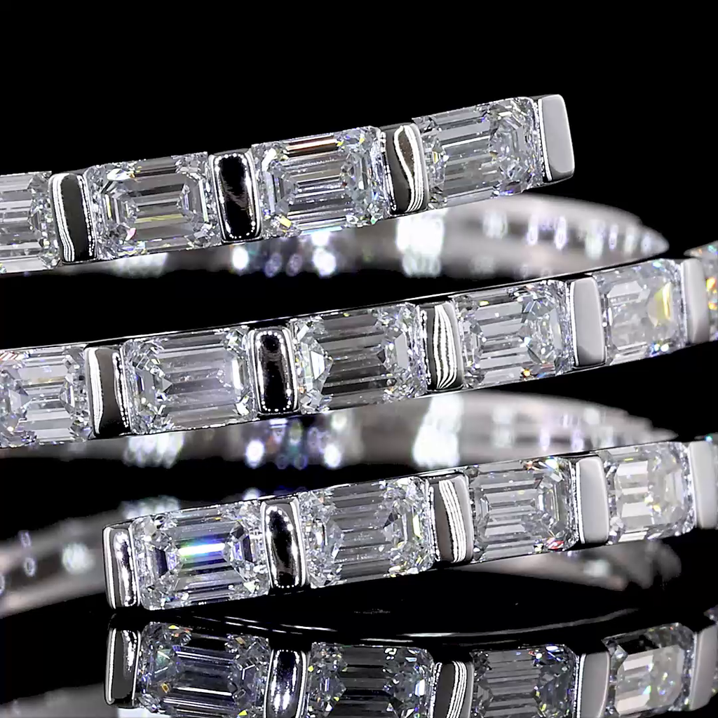 1 Cts 14k White Gold Emerald Shape Special Eternity Band - Image 3