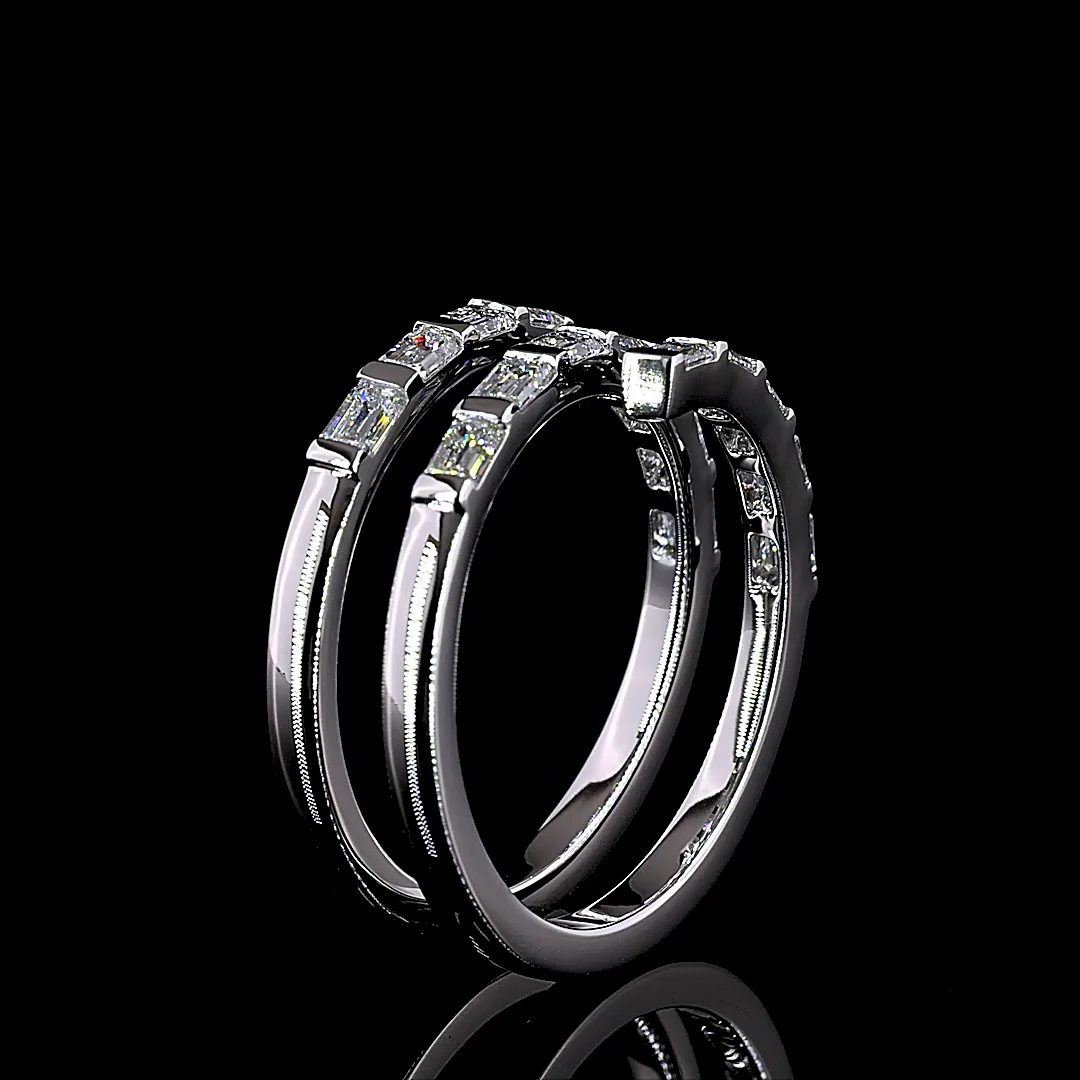 1 Cts 14k White Gold Emerald Shape Special Eternity Band - Image 4