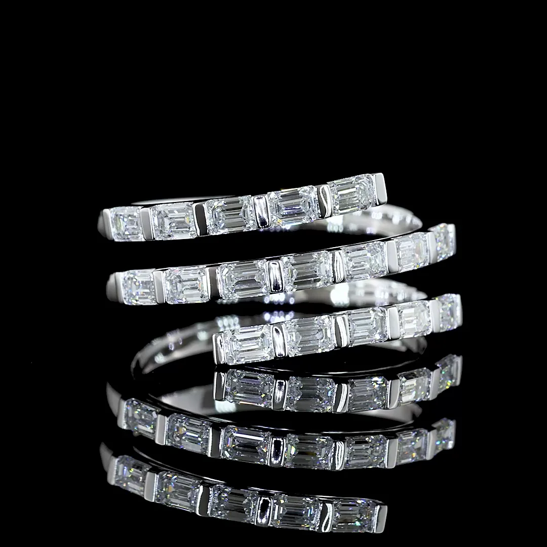 1 Cts 14k White Gold Emerald Shape Special Eternity Band - Video