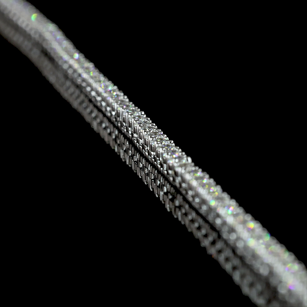 4.69 Cts 14k White Gold Round Shape Tennis Necklace - Image 2