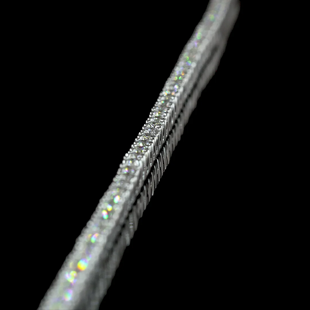 4.69 Cts 14k White Gold Round Shape Tennis Necklace - Image 4