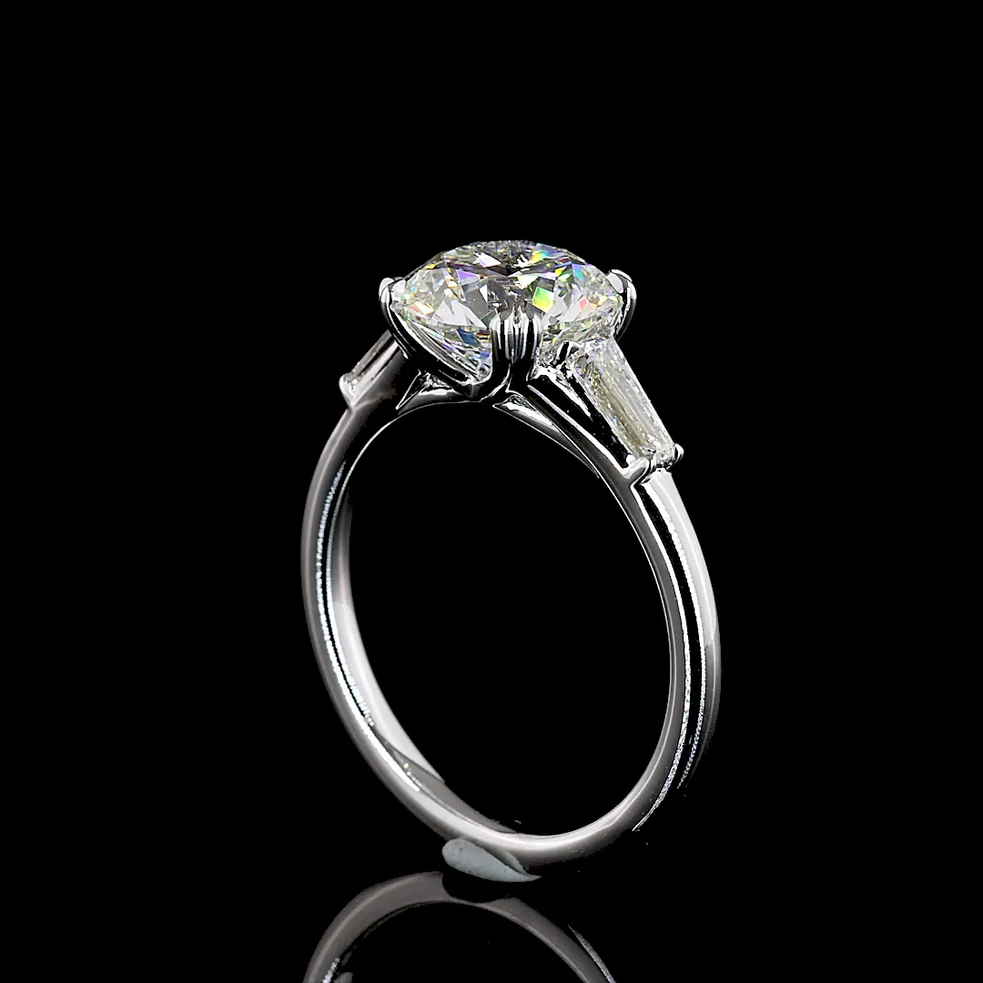 2.88 Cts 14k White Gold Round Shape 3 Stones Ring - Image 2