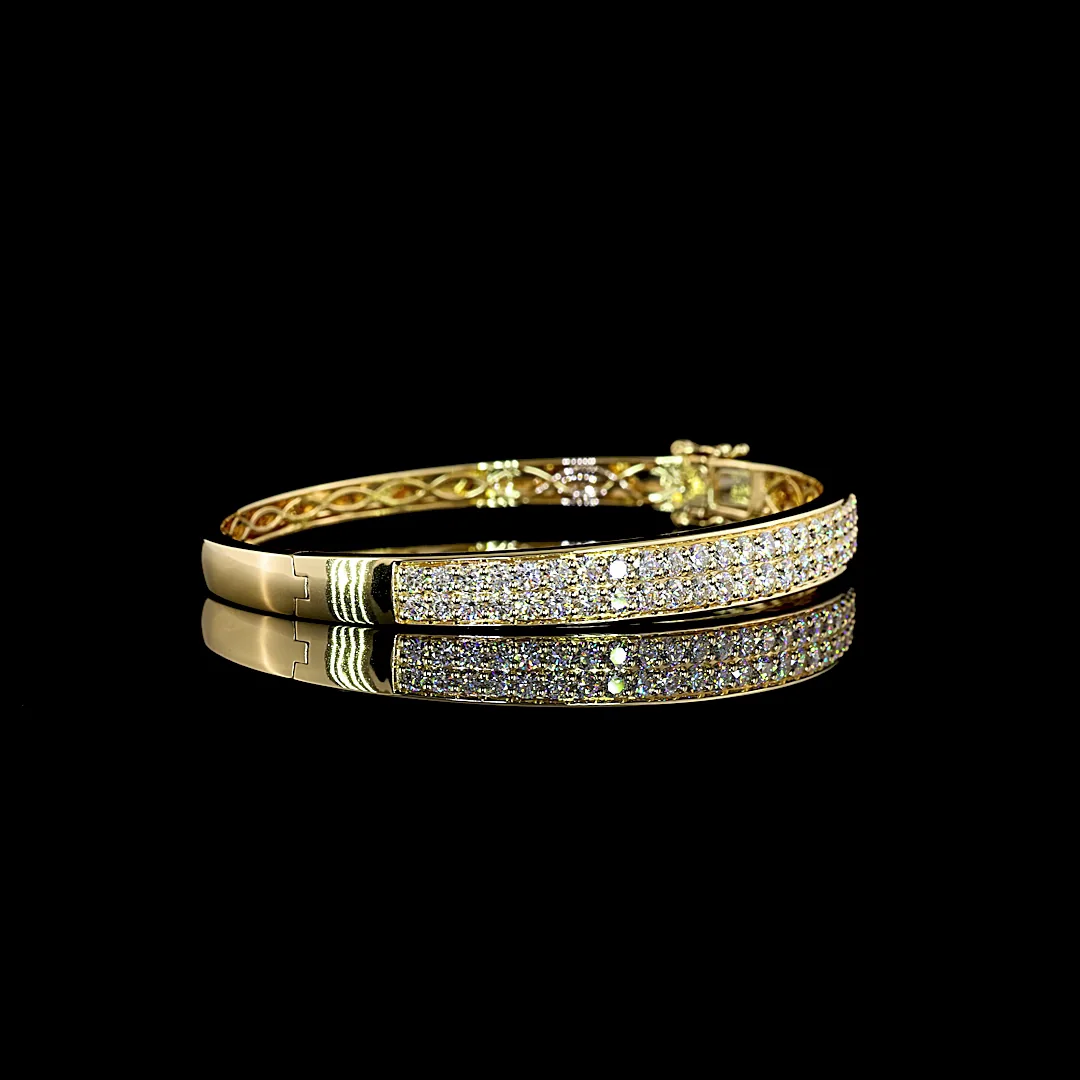 3.57 Cts 14k Yellow Gold Round Shape Bangles Bracelet - Image 2