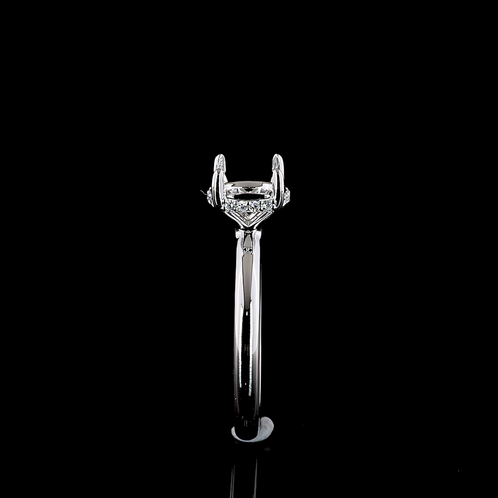 0.07 Cts 14k White Gold Round Shape Hidden Halo Ring - Image 4