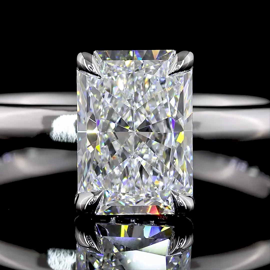 1.63 Cts 14k White Gold Radiant Shape Hidden Halo Ring - Image 3