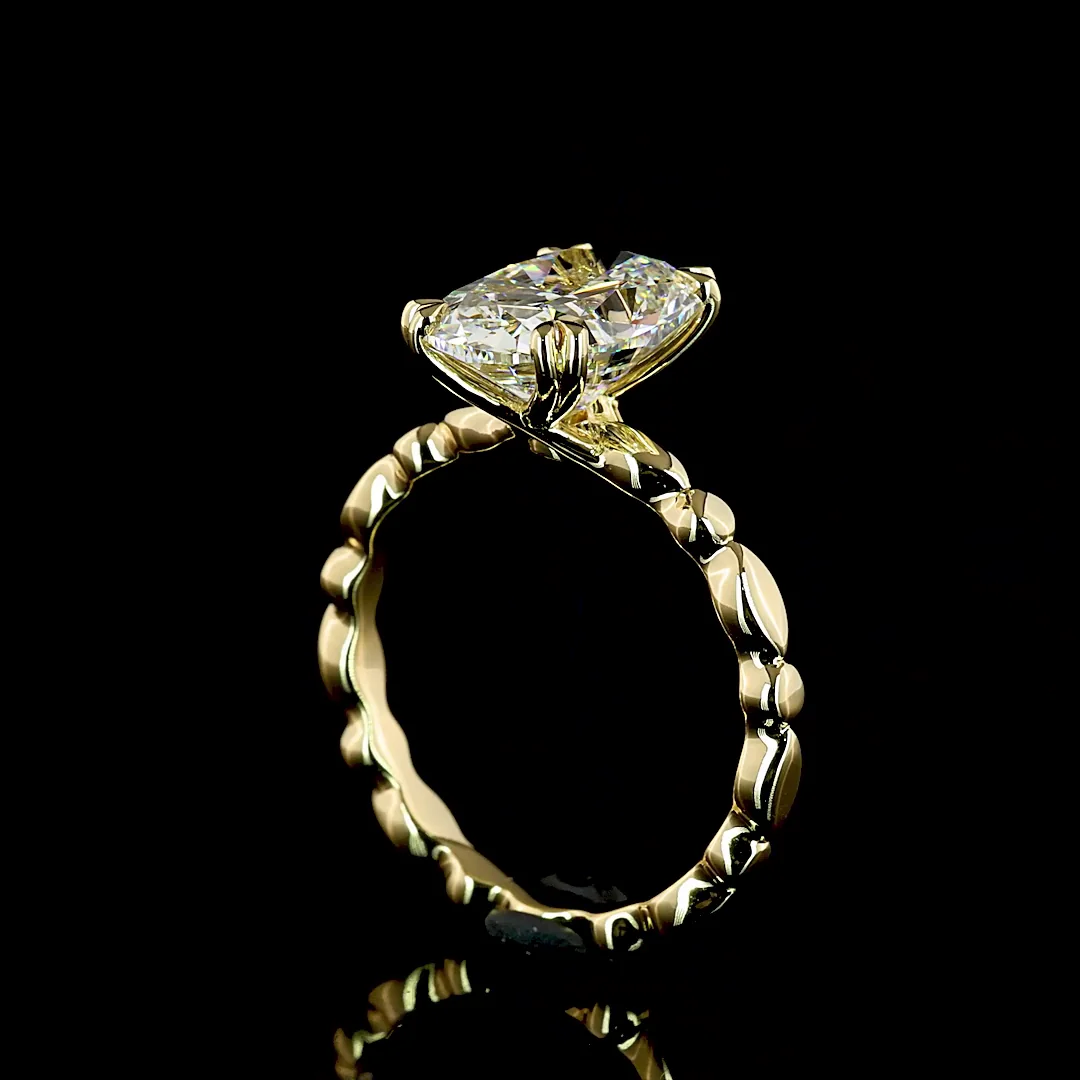 3.02 Cts 14k Yellow Gold Cushion Brilliant Shape Special Ring - Image 2