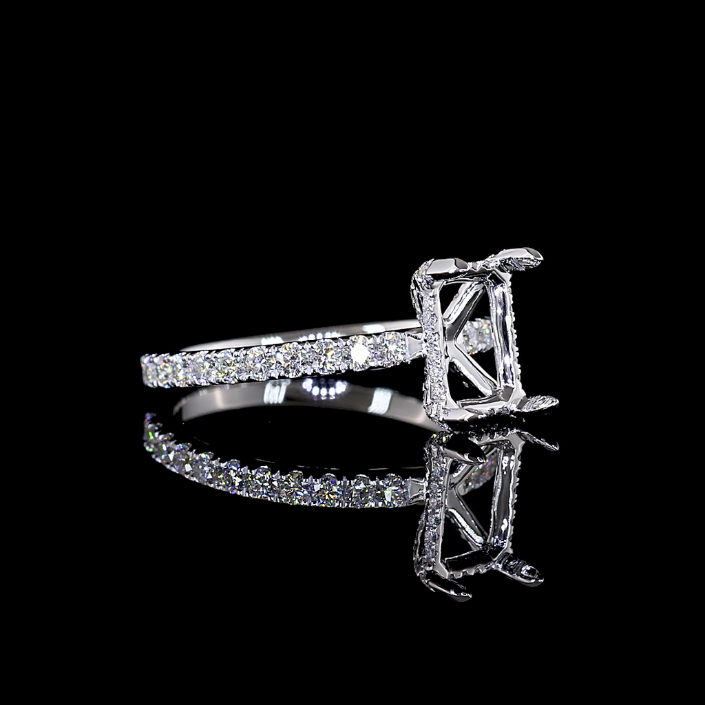 2.63 Cts 14k White Gold Emerald Shape Hidden Halo Ring - Image 3